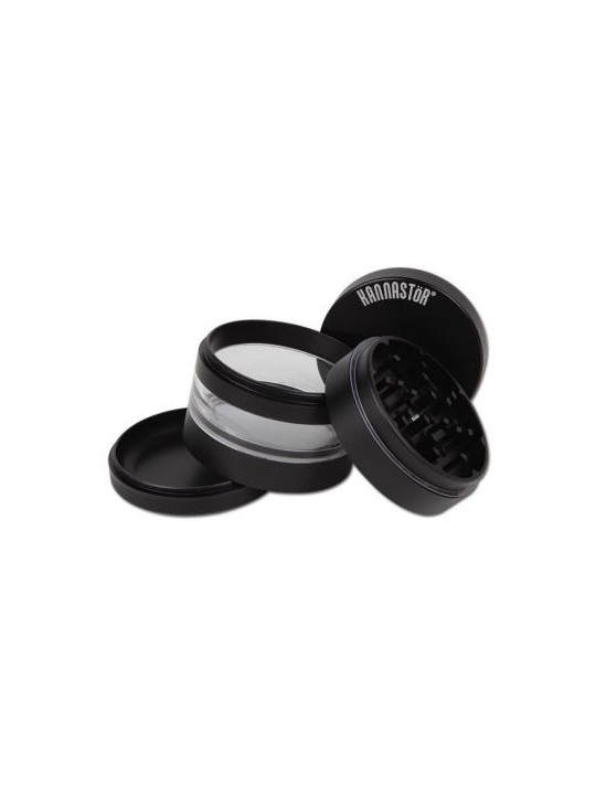 Grinder 'Kannastor' Solid Black cu Geam - 4Part Ø-63mm