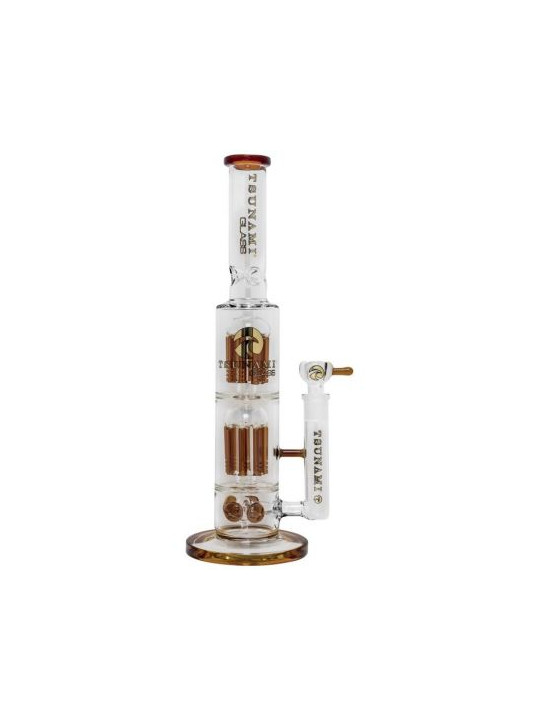 Bong 'Tsunami' Waterpipe Button Double 8 Arm Tree Perc H-380mm