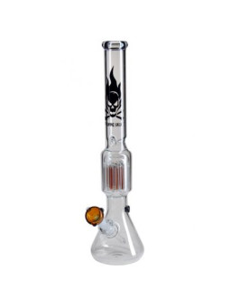 Bong 'Black Leaf' Flaming Skull Amber H-500mm