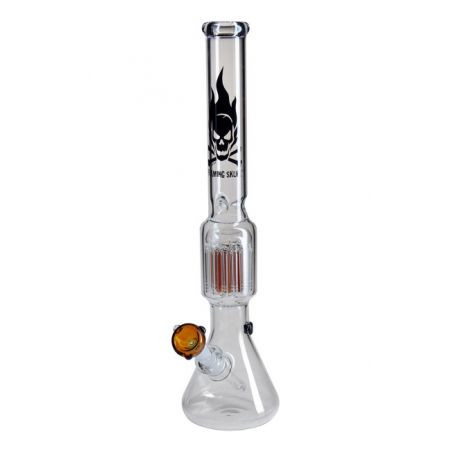 Bong 'Black Leaf' Flaming Skull Amber H-500mm