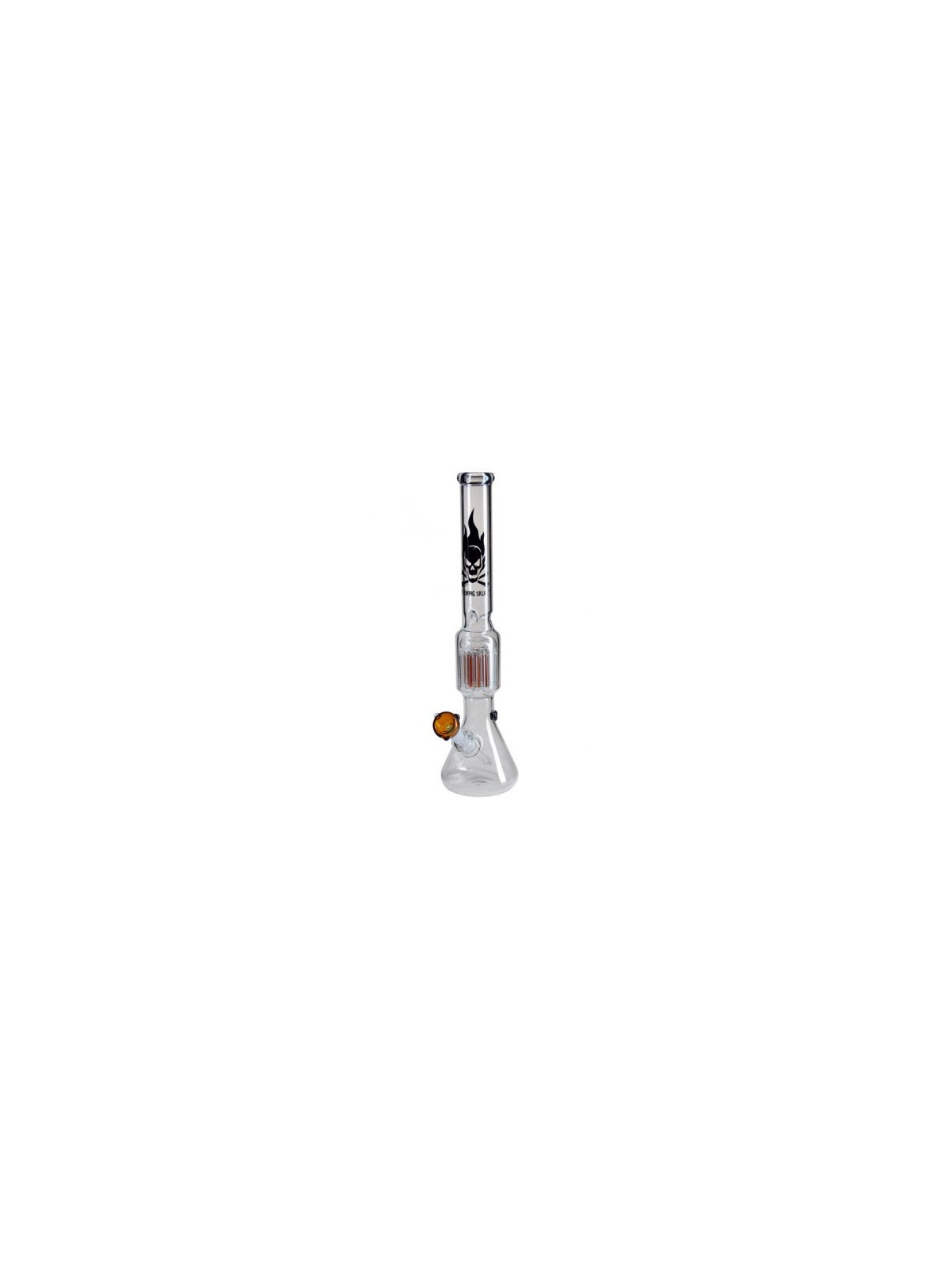 Bong 'Black Leaf' Flaming Skull Amber H-500mm