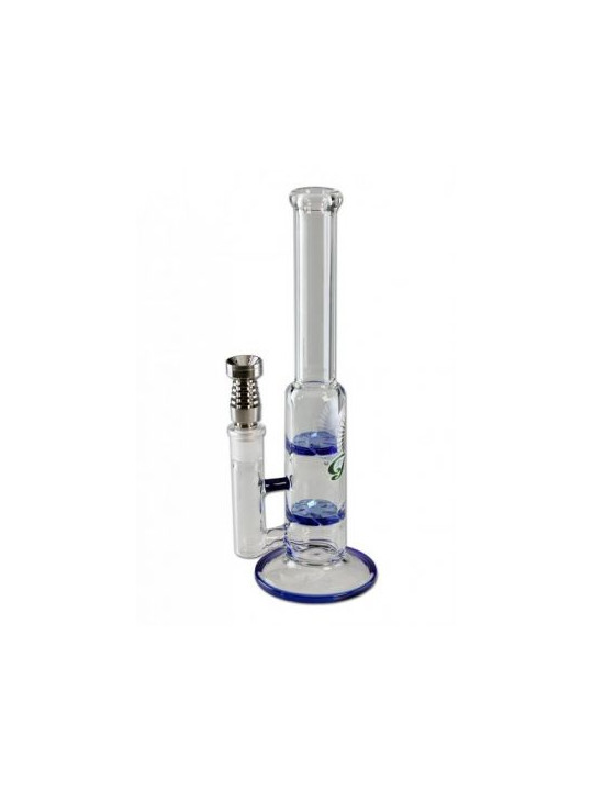 Bong 'Black Leaf' '2-Turbine' w. Titanium Oil Nail 'T2' H-255mm