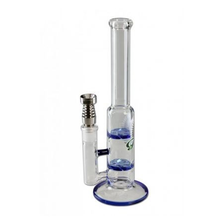 Bong 'Black Leaf' '2-Turbine' w. Titanium Oil Nail 'T2' H-255mm