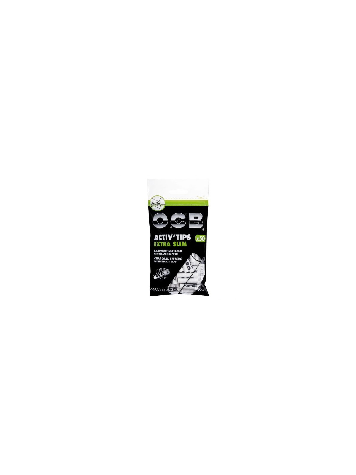Filtre EXTRA SLIM 'OCB' Carbon Activ ø6mm x 50buc Slim.