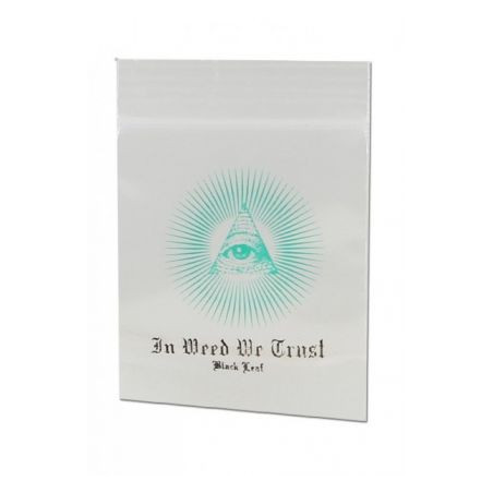 Pungi Zip-Lock 'In Weed We Trust' 35x35mm. - x100buc.