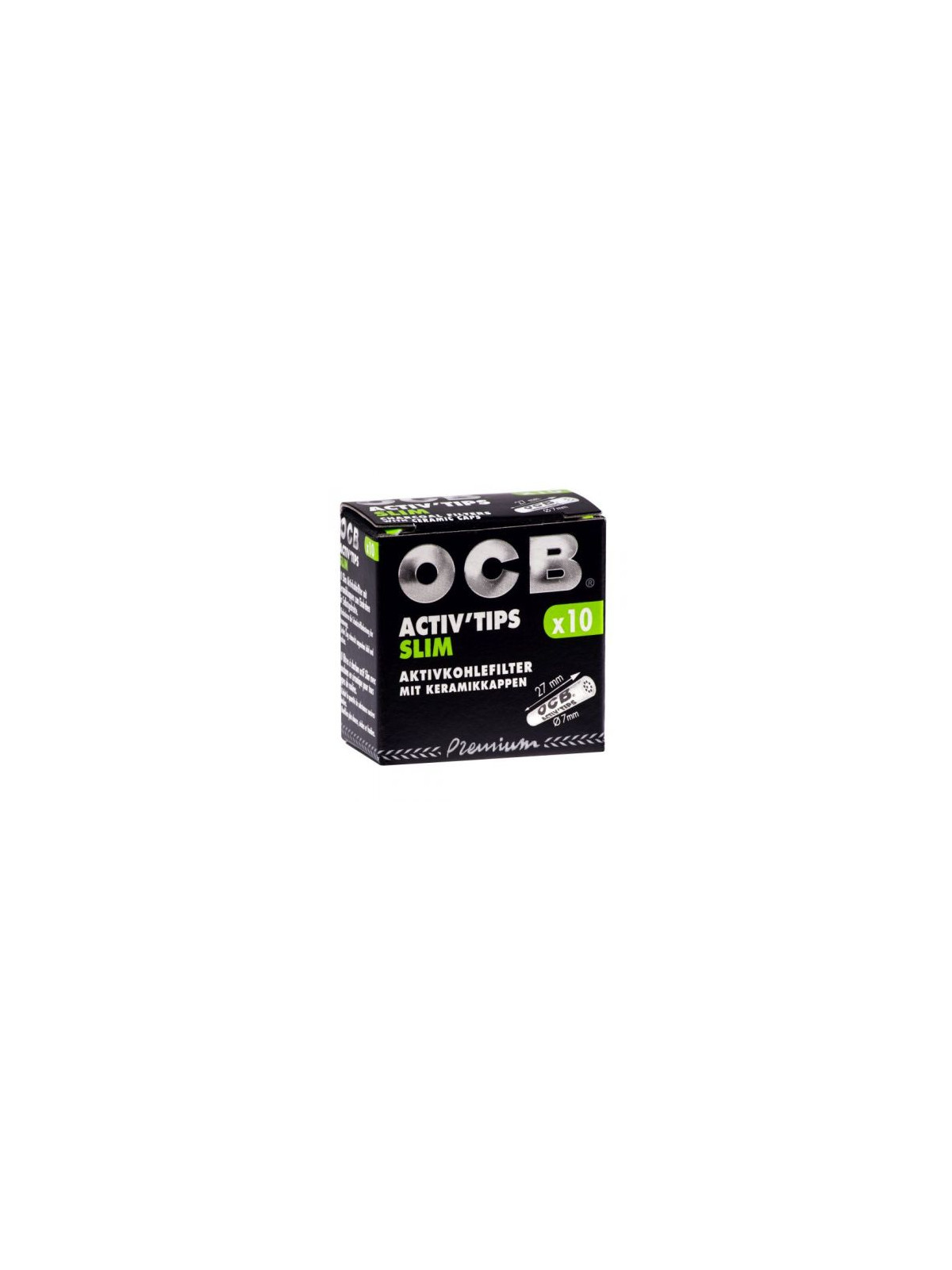 Filtre SLIM 'OCB' Carbon Activ ø7mm x10buc