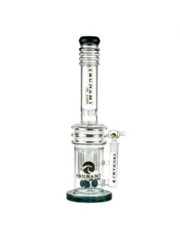 Bong 'Tsunami' Button Double Honeycomb Green H-400mm