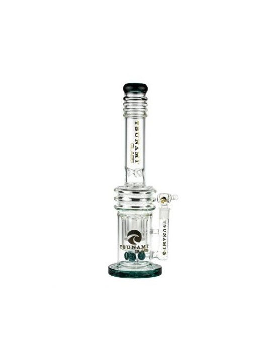 Bong 'Tsunami' Button Double Honeycomb Green H-400mm