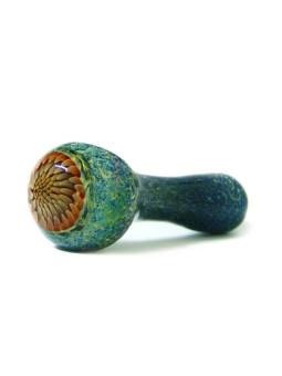 Pipa din Sticla 'Abstract Cool Vortex' Teal - 13cm