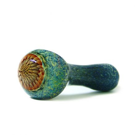 Pipa din Sticla 'Abstract Cool Vortex' Teal - 13cm