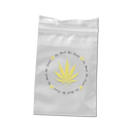 Pungi Zip-Lock 'In Weed We Trust' 40x60mm. - x100buc.