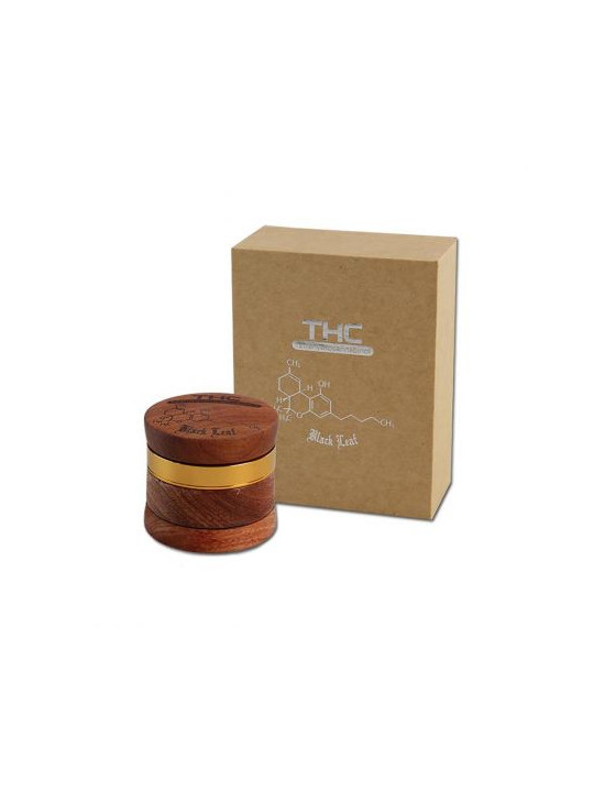 Grinder 'Black Leaf' Wood THC - 4Part Ø-60mm