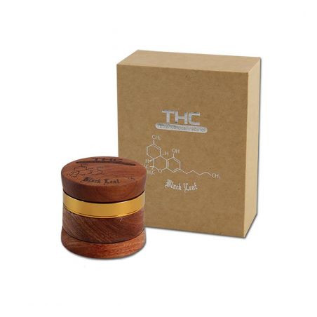 Grinder 'Black Leaf' Wood THC - 4Part Ø-60mm