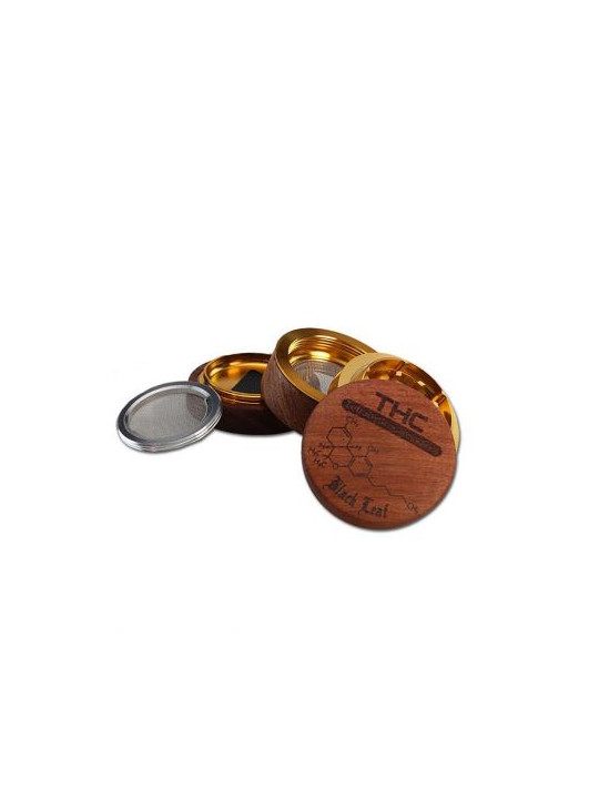 Grinder 'Black Leaf' Wood THC - 4Part Ø-60mm