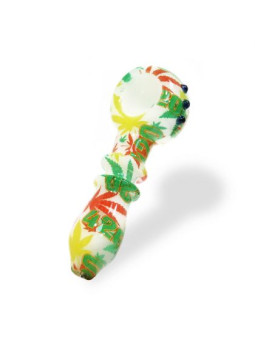 Pipa din Sticla 'Rasta' Weed Leaves