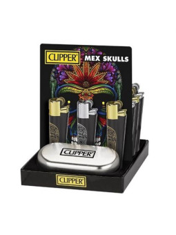 Bricheta 'Clipper' din Metal 'Mex Skulls' - x1 buc.
