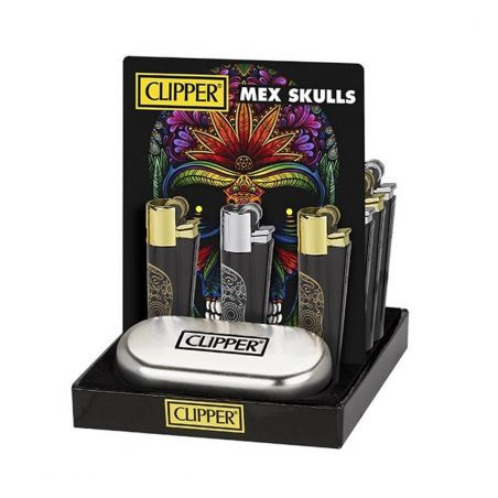 Bricheta 'Clipper' din Metal 'Mex Skulls' - x1 buc.
