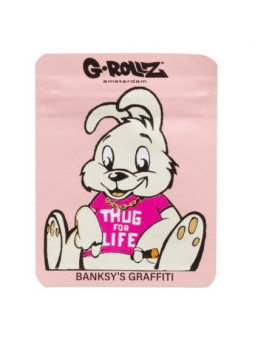 Pungi zipp anti-miros Banksy's 'Thug for Life Pink' 65x85mm