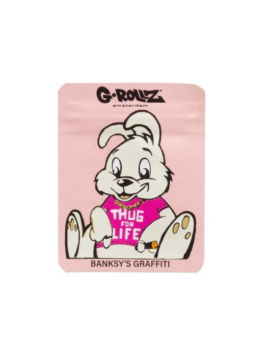 Pungi zipp anti-miros Banksy's 'Thug for Life Pink' 65x85mm