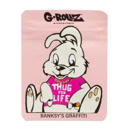 Pungi zipp anti-miros Banksy's 'Thug for Life Pink' 65x85mm