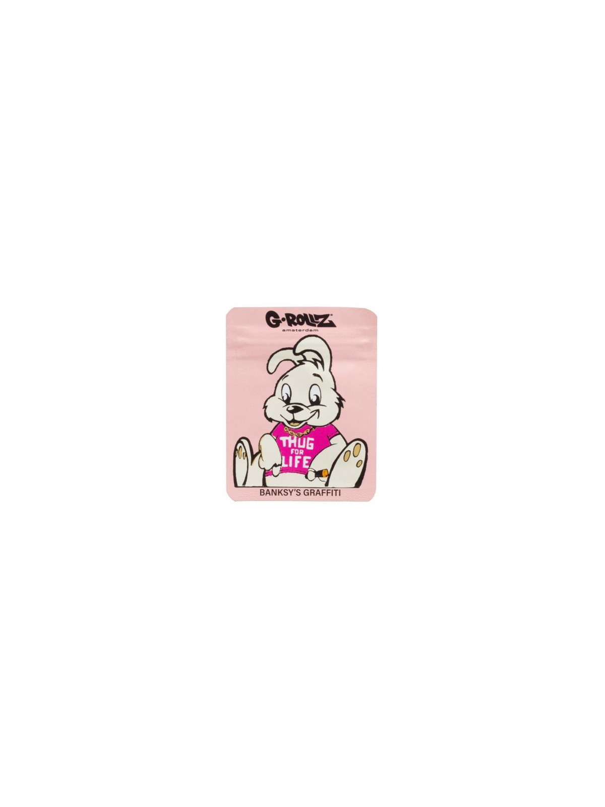 Pungi zipp anti-miros Banksy's 'Thug for Life Pink' 65x85mm