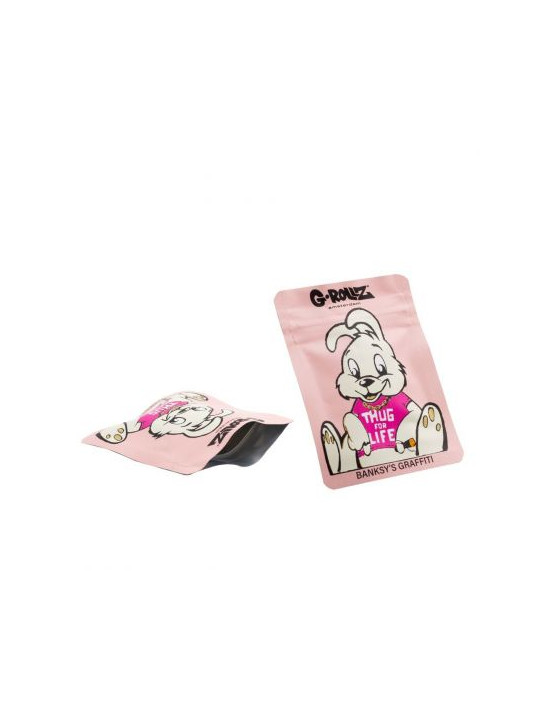 Pungi zipp anti-miros Banksy's 'Thug for Life Pink' 65x85mm