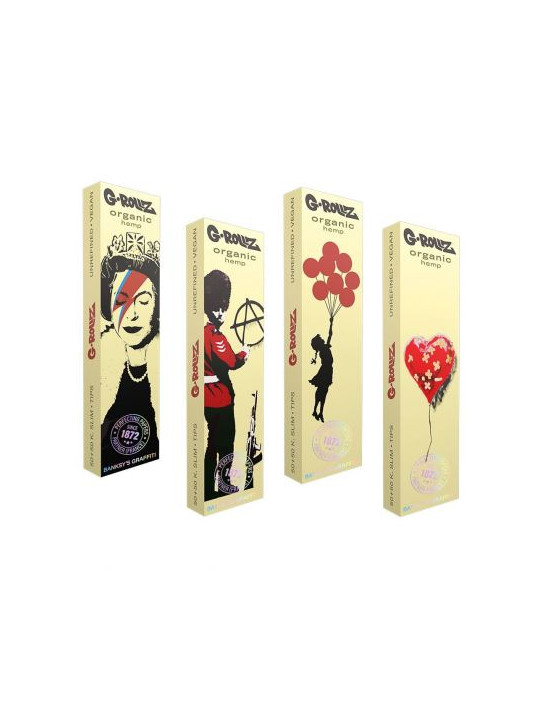 Foite King Size Slim G-Rollz Banksy's Graffiti - Din Canepa Organica Extra-subtiri
