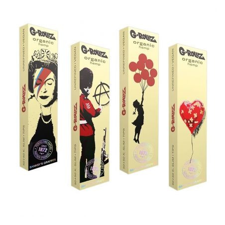 Foite King Size Slim G-Rollz Banksy's Graffiti - Din Canepa Organica Extra-subtiri