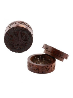 Grinder Rosewood cu capac cu frunza sculptata - 2part- Ø-40mm