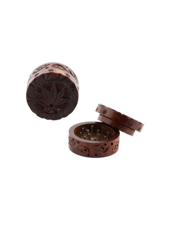 Grinder Rosewood cu capac cu frunza sculptata - 2part- Ø-40mm
