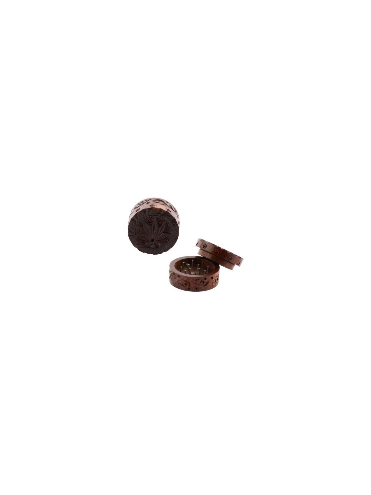 Grinder Rosewood cu capac cu frunza sculptata - 2part- Ø-40mm