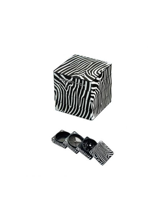 Grinder metalic 'Champ High Zebra Square'- 4part Ø-50mm