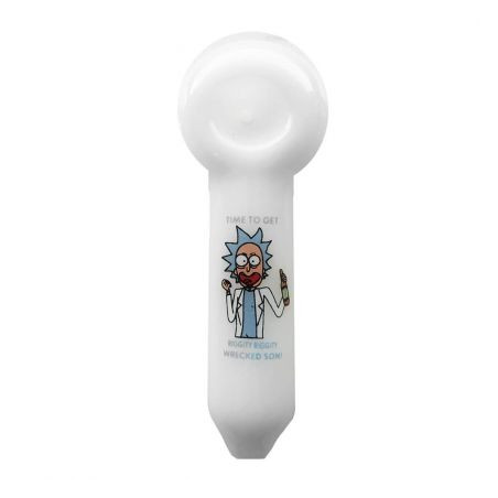 Pipa din sticla 'Cartoons 1' alba