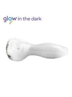 Pipa din sticla 'Glow in the dark' alba