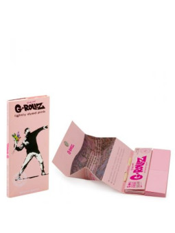 Foite King Size Slim G-Rollz 'Banksy's Graffiti' Roz cu santier si filtre