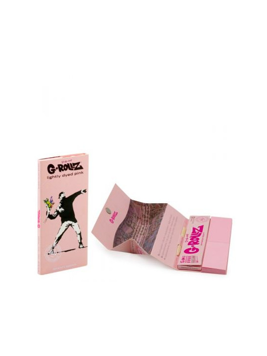 Foite King Size Slim G-Rollz 'Banksy's Graffiti' Roz cu santier si filtre