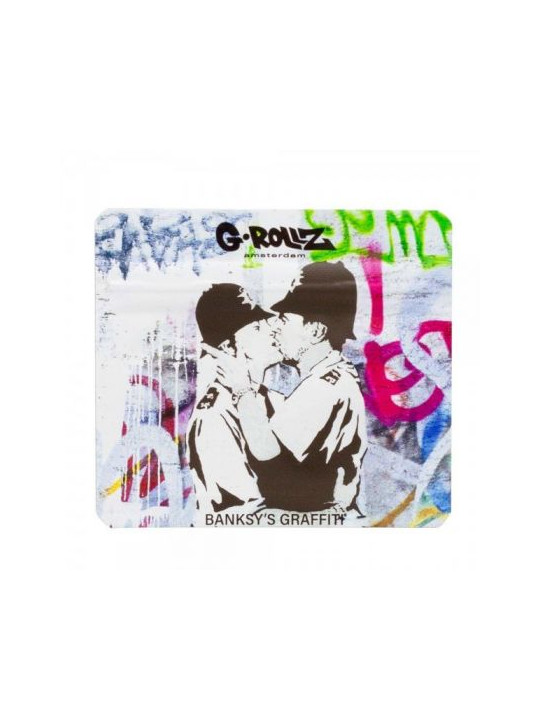 Pungi Zipp Anti-miros Banksy 'Cop on Cop' 90x80 mm
