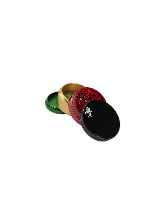 Grinder 'Black Leaf' Rasta 'Medium' - 4Part Ø-49mm
