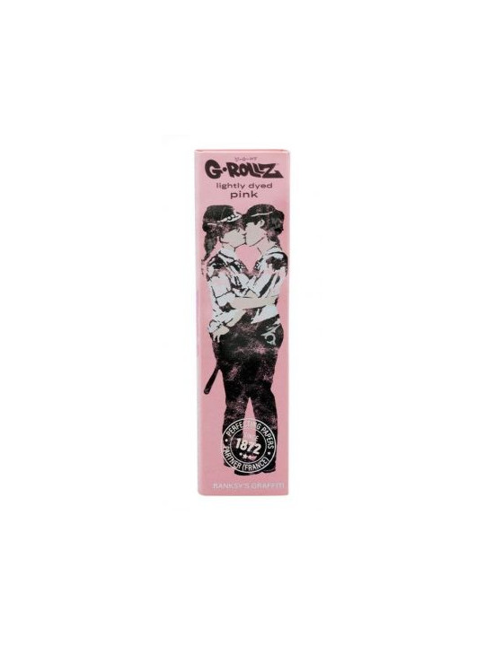Foite King Size Slim Roz G-ROLLZ Banksy's Graffiti 'Police Kiss' + filtre