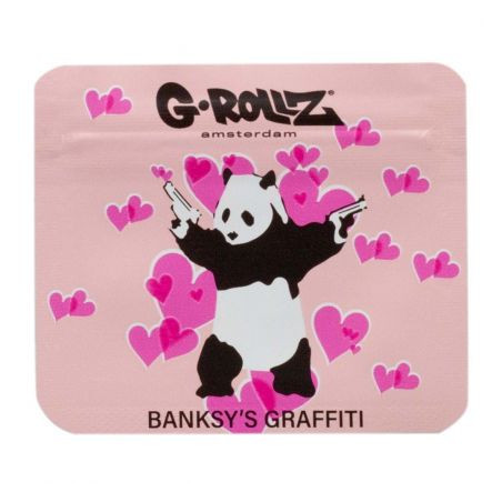 Pungi zipp anti-miros Banksy's Graffiti 'Panda Gunnin' 70x60mm