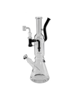 Bong Black Leaf Double Track with 2 Mouthpiece H:400mm