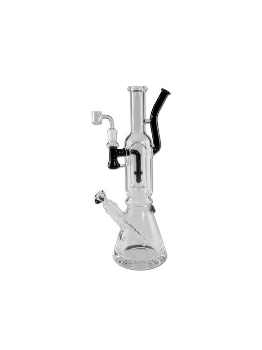 Bong Black Leaf Double Track with 2 Mouthpiece H:400mm