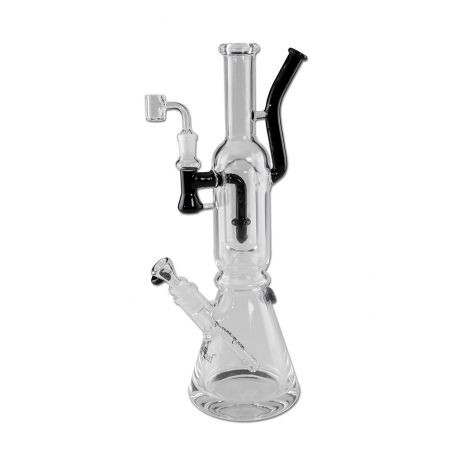 Bong Black Leaf Double Track with 2 Mouthpiece H:400mm