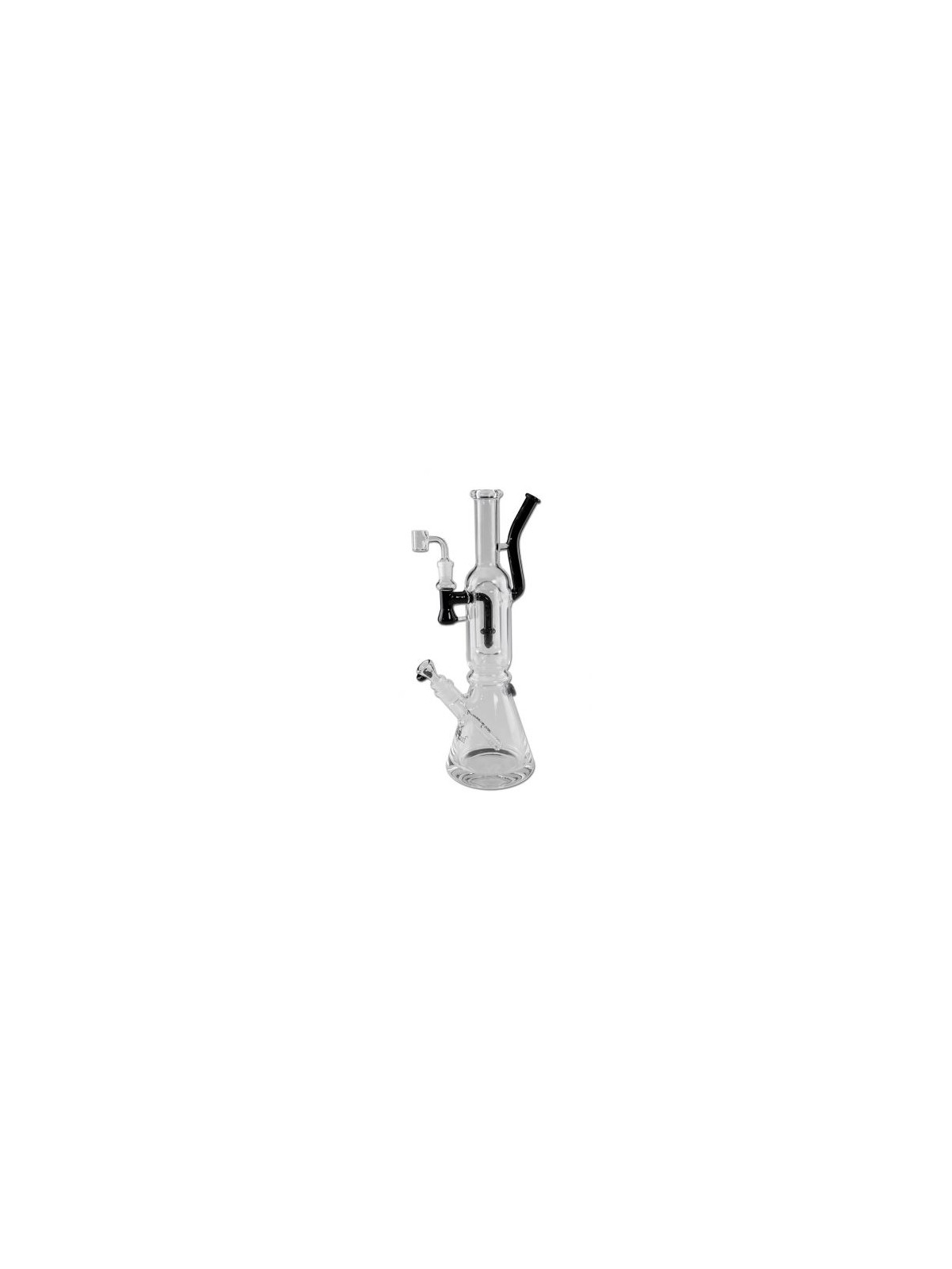 Bong Black Leaf Double Track with 2 Mouthpiece H:400mm