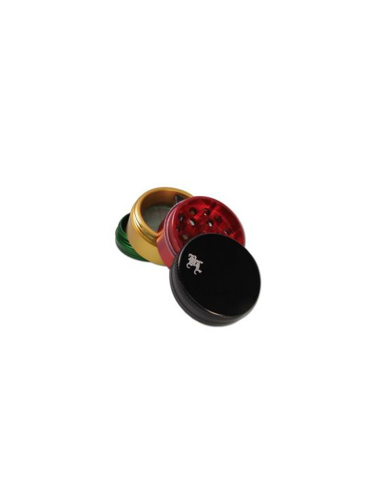 Grinder 'Black Leaf' Rasta 'Small' - 4Part Ø-39mm