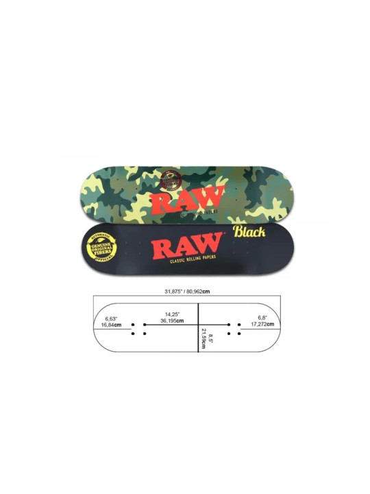 RAW Skateboard deck Camo & Black 80x22 cm