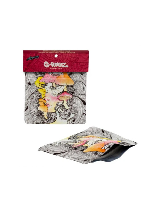 Pungi Zipp Anti-miros Banksy 'Mushroom Lady' 90x80 mm