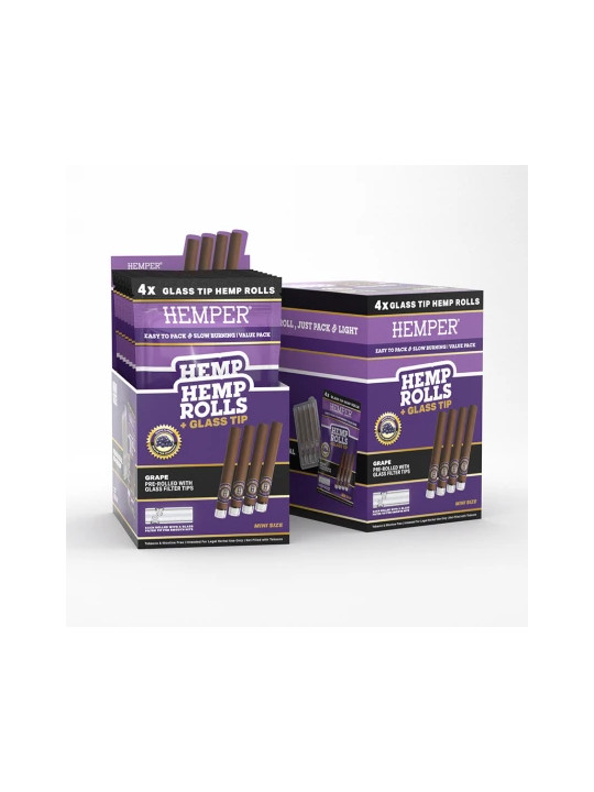Blunt Prerulat Hemper Mini cu Filtru de Sticla Grape x4