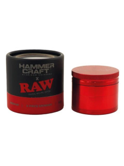 Grinder Hammercraft X Raw Aluminium Red 4 parti Ø-55mm