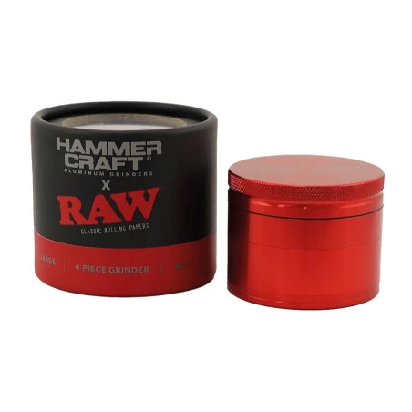 Grinder Hammercraft X Raw Aluminium Red 4 parti Ø-60mm